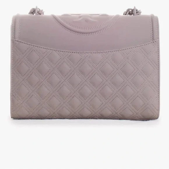 Tory Burch Fleming convertible in matte Grey Heron Quilted leather. Shoulder Bag - Picture 11 of 16